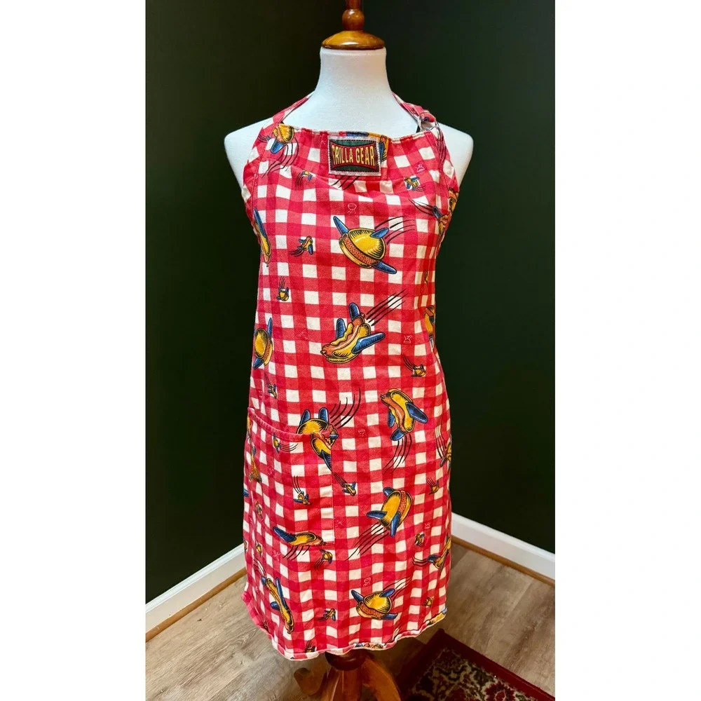 Grilla Gear‎ Novelty Apron Red Gingham Hot Dog Spaceship